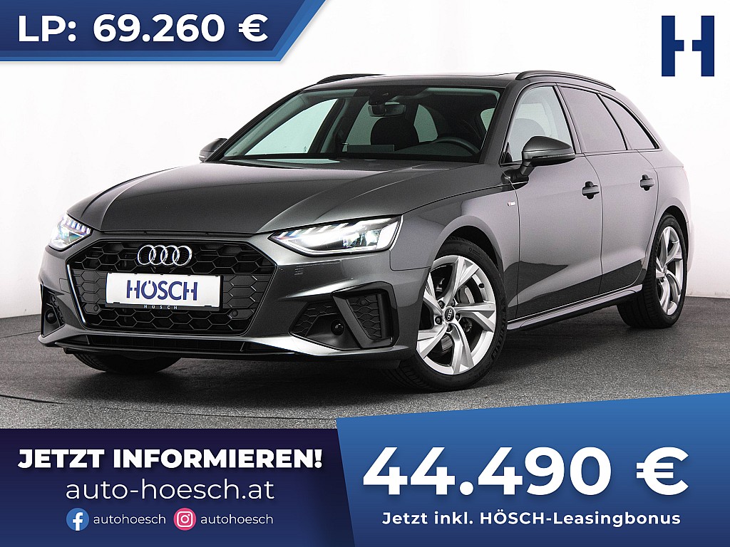 Audi A4 Avant 40 TDI S-Line BLACK PANO ACC -36% bei Autohaus Hösch GmbH in 